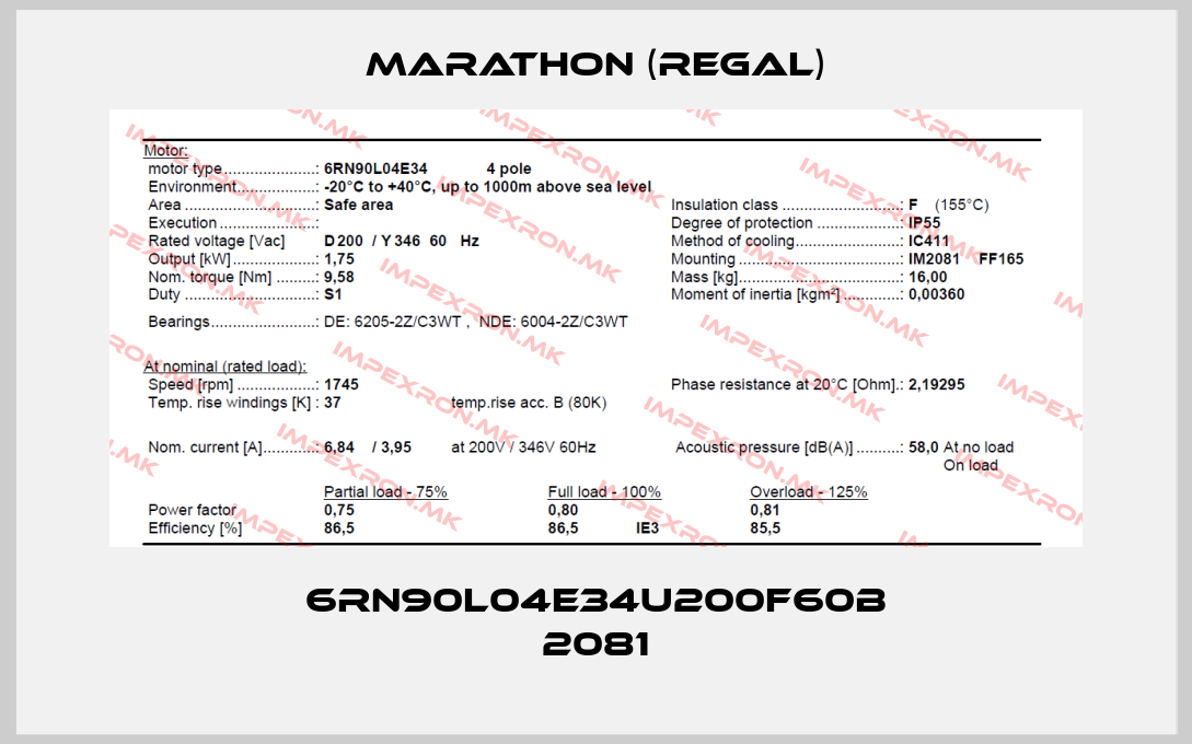 Marathon (Regal)-6RN90L04E34U200F60B 2081price