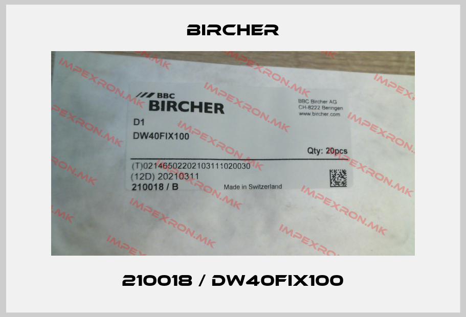 Bircher-210018 / DW40FIX100price