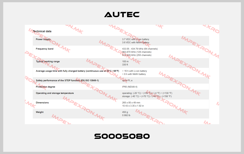 Autec-S0005080price