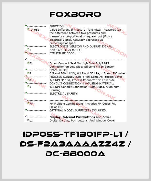 Foxboro-IDP05S-TF1B01FP-L1 / DS-F2A3AAAAZZ4Z / DC-BB000Aprice