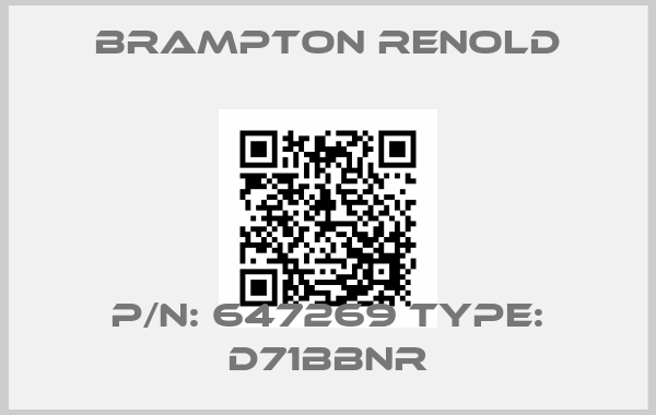 Brampton Renold-P/N: 647269 Type: D71BBNRprice