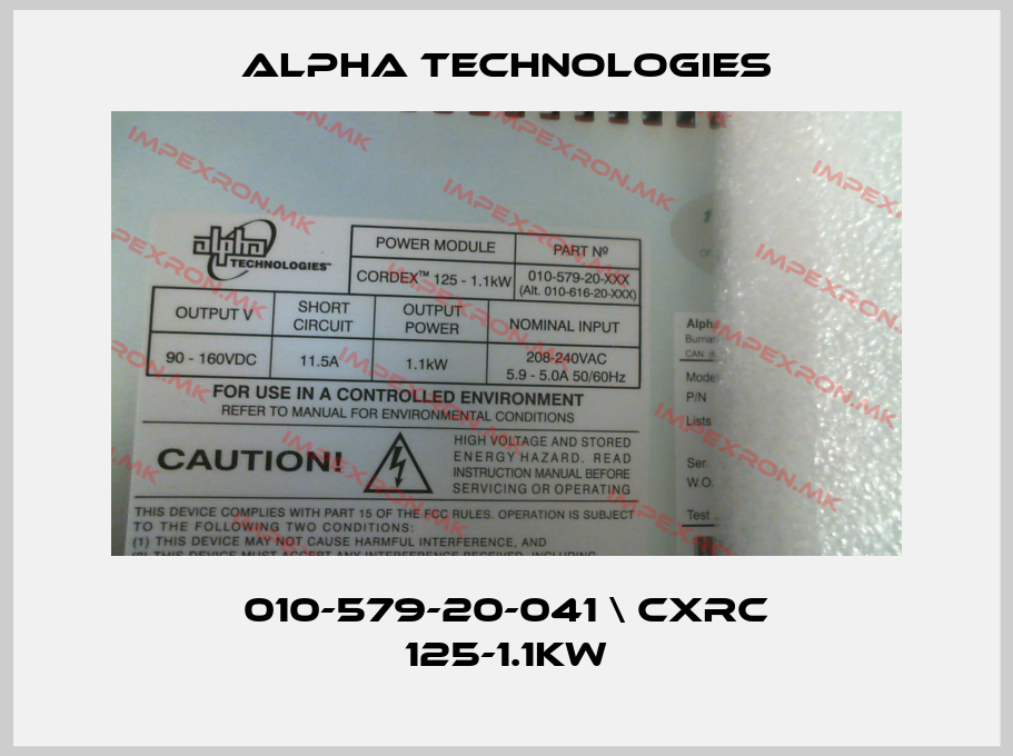 Alpha Technologies-010-579-20-041 \ CXRC 125-1.1kWprice