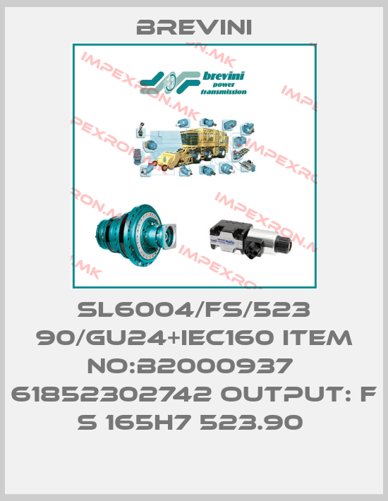Brevini-SL6004/FS/523 90/GU24+IEC160 ITEM NO:B2000937  61852302742 OUTPUT: F S 165H7 523.90 price