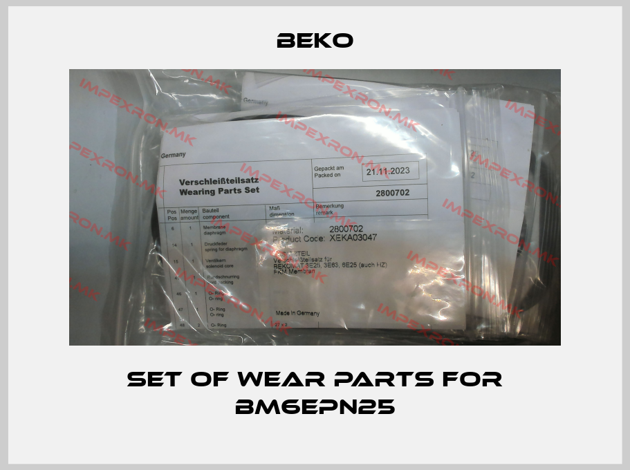 Beko-SET OF WEAR PARTS FOR BM6EPN25price