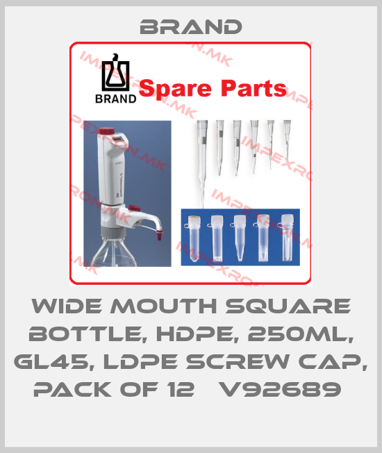 Brand-WIDE MOUTH SQUARE BOTTLE, HDPE, 250ML, GL45, LDPE SCREW CAP, PACK OF 12   V92689 price