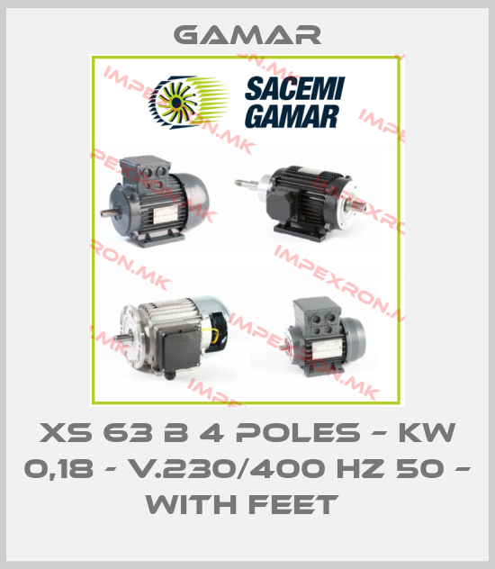 Gamar-XS 63 B 4 poles – Kw 0,18 - V.230/400 Hz 50 – with feet price