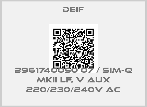 Deif-2961740050 07 / SIM-Q MKII LF, V aux 220/230/240V ACprice