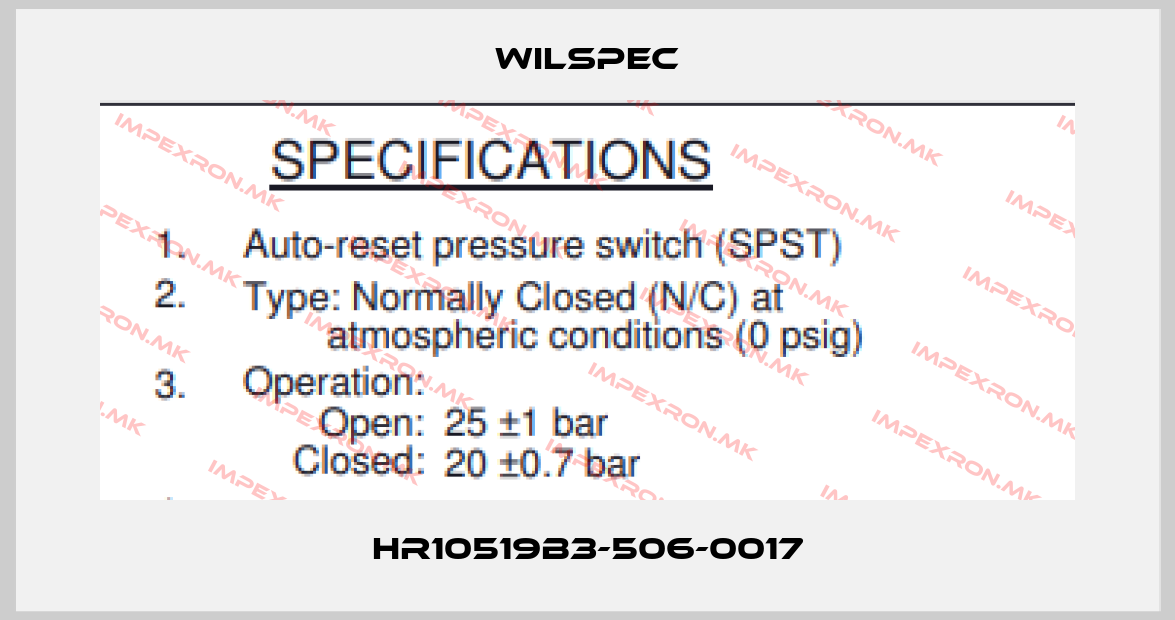 Wilspec-HR10519B3-506-0017price
