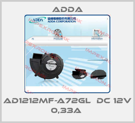 Adda-AD1212MF-A72GL  DC 12V 0,33A price