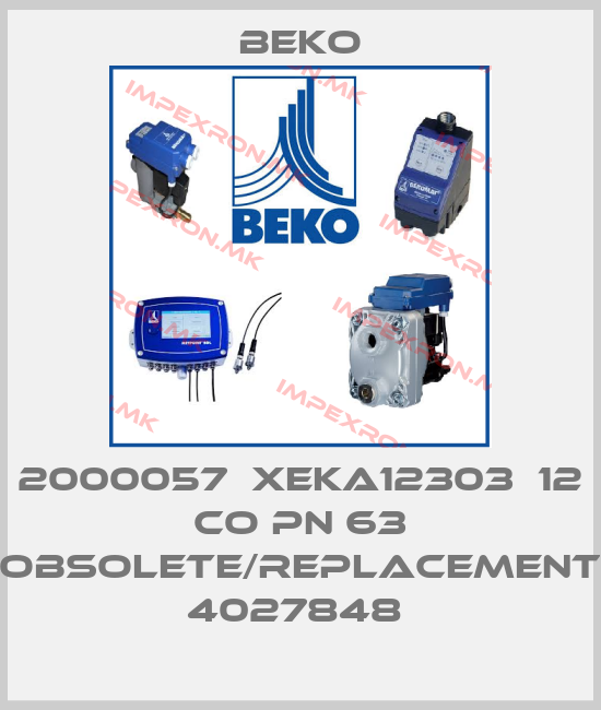Beko-2000057  XEKA12303  12 CO PN 63 obsolete/replacement 4027848 price
