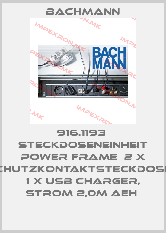 Bachmann-916.1193  Steckdoseneinheit Power Frame  2 x Schutzkontaktsteckdosen  1 x USB Charger, Strom 2,0m AEH price