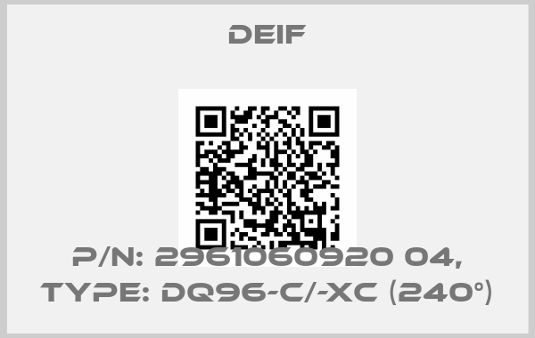 Deif-P/N: 2961060920 04, Type: DQ96-c/-xc (240°)price
