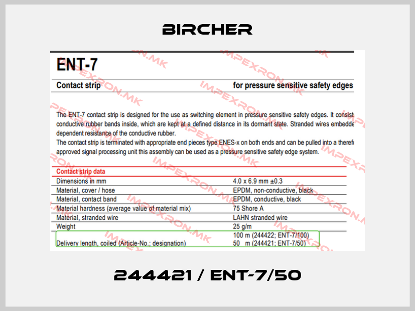Bircher-244421 / ENT-7/50price