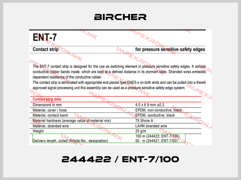 Bircher-244422 / ENT-7/100price