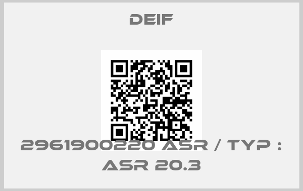 Deif-2961900220 ASR / Typ : ASR 20.3price