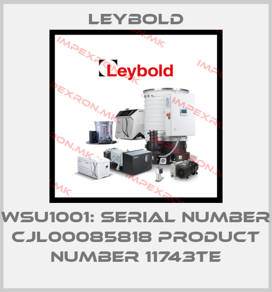 Leybold-WSU1001: Serial number CJL00085818 Product number 11743TEprice