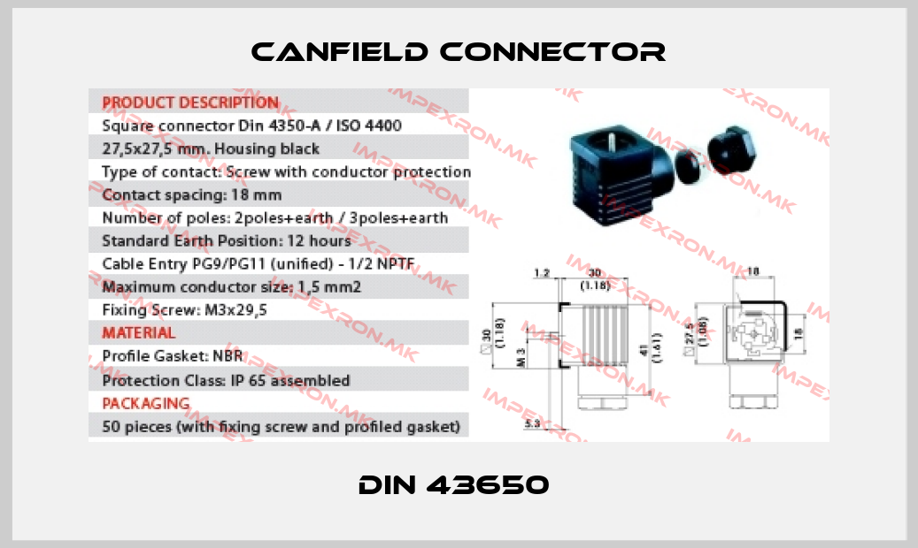 Canfield Connector-DIN 43650 price
