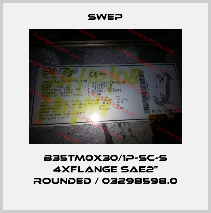 Swep-B35TM0x30/1P-SC-S 4xFLANGE SAE2" ROUNDED / 03298598.0price