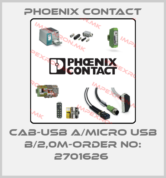 Phoenix Contact-CAB-USB A/MICRO USB B/2,0M-ORDER NO: 2701626 price